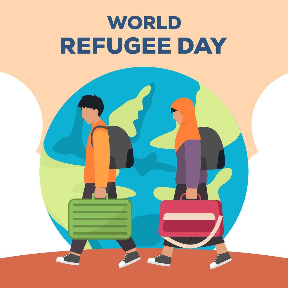 world refugee day illustration in flat design style vector