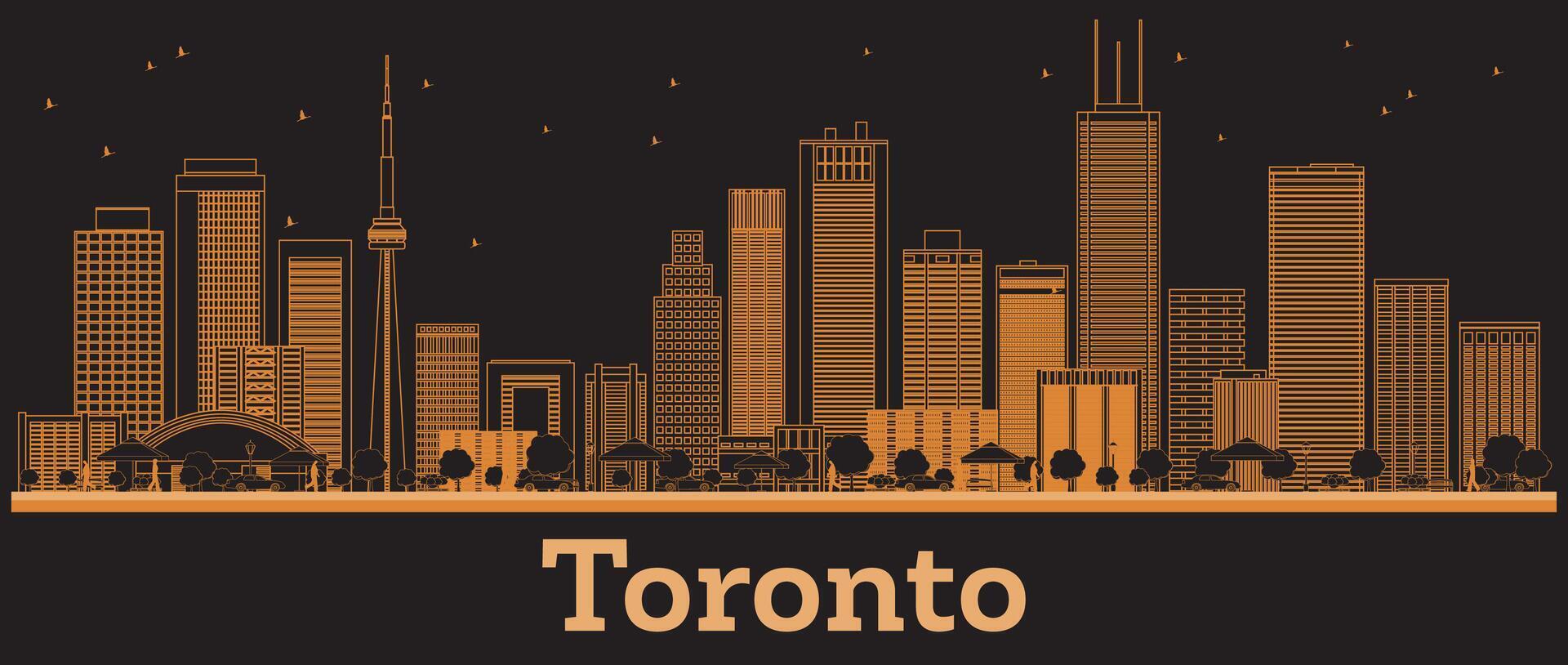 Outline Toronto Canada City Skyline with orange Buildings. Business Travel and Concept with Modern Architecture. Toronto Cityscape with Landmarks. vector