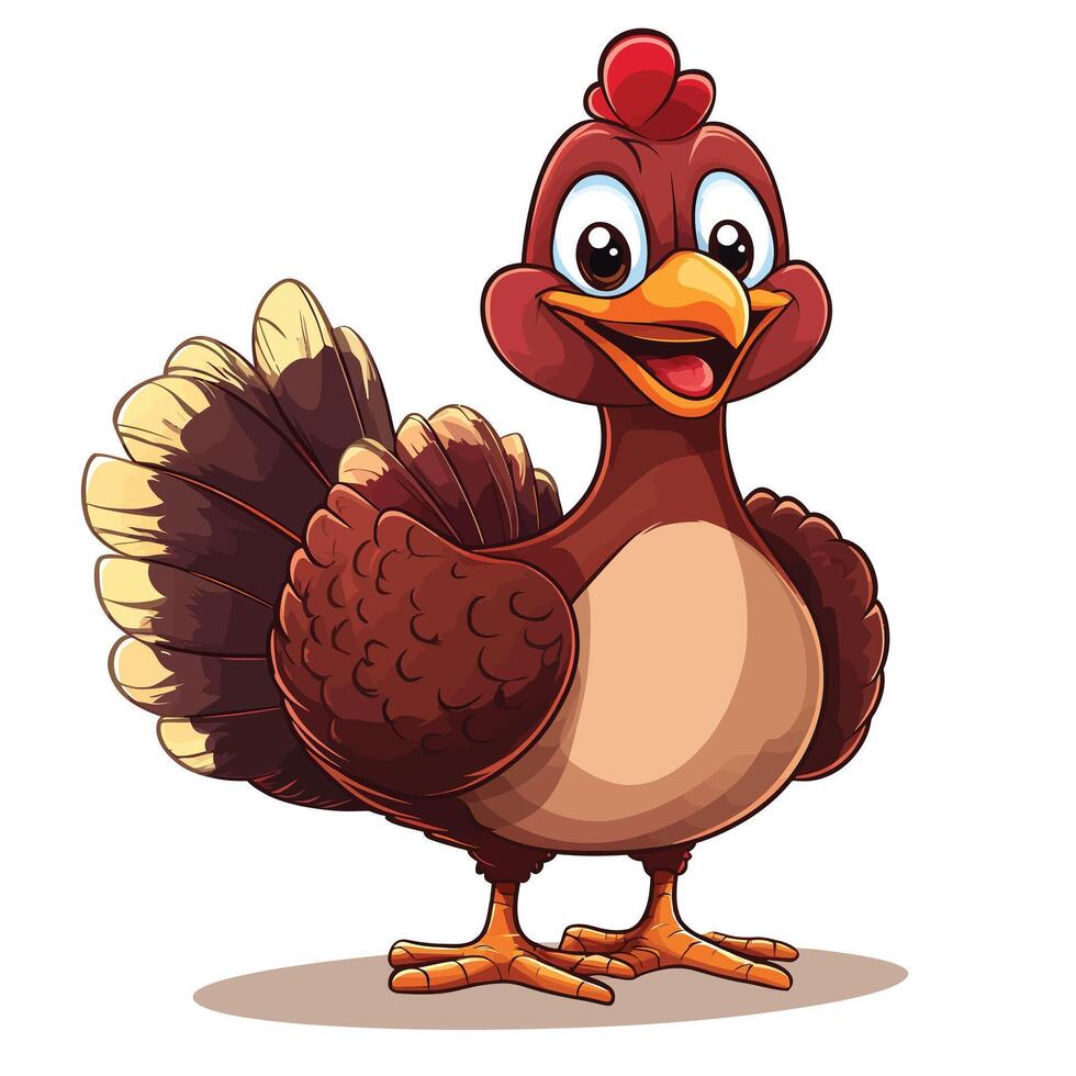 a cartoon turkey with a big beak and a big tail vector
