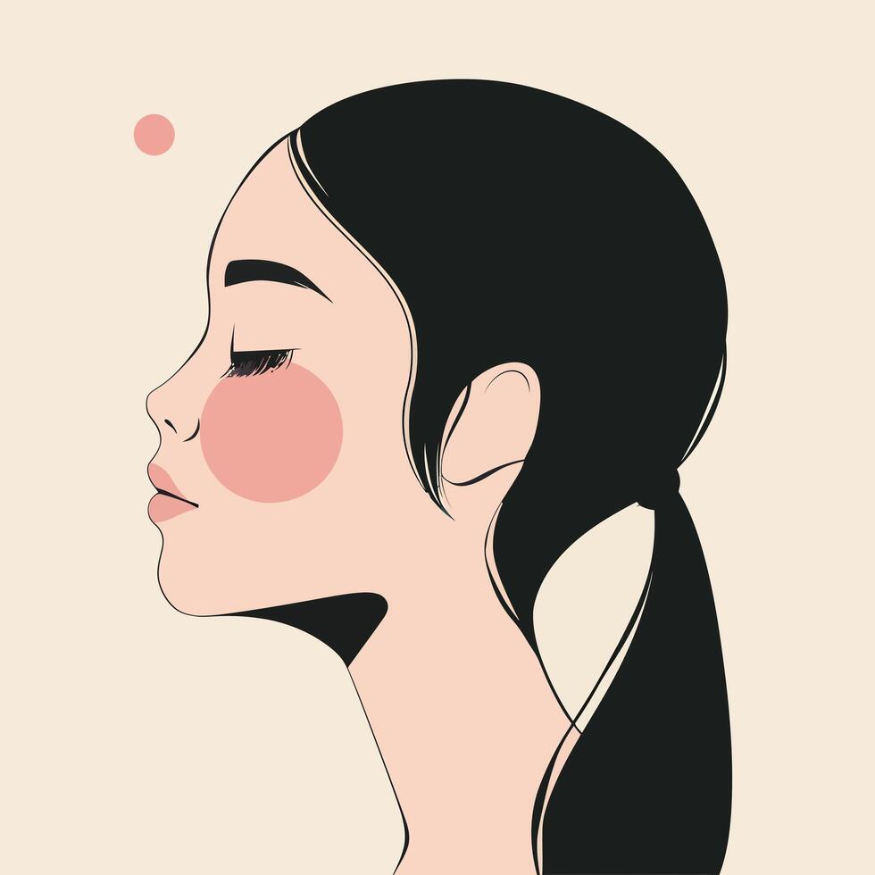 a woman with a pink blush on her face vector
