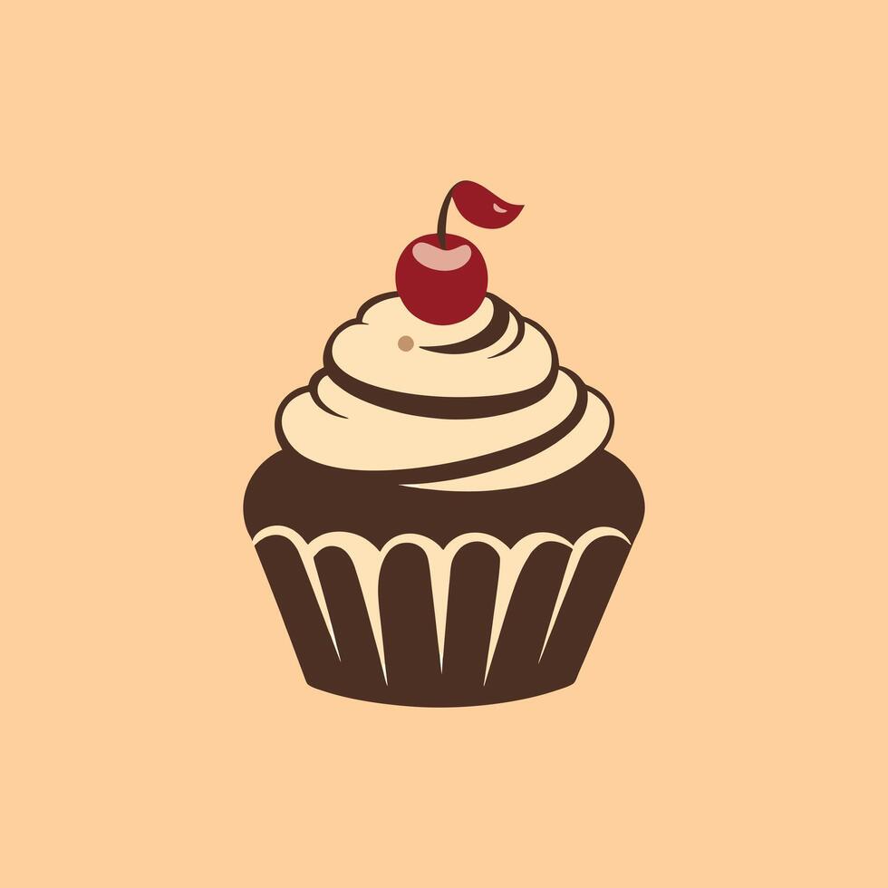 a cupcake with a cherry on top vector