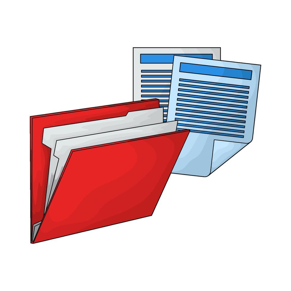 illustration of red folder with file vector