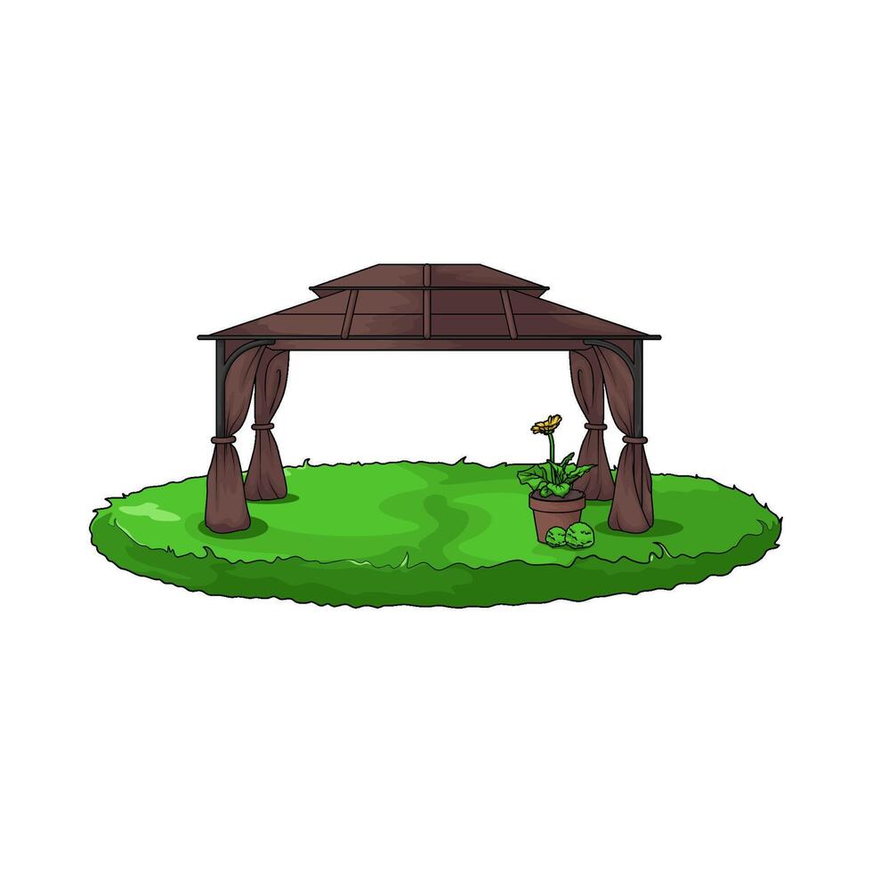 illustration of Gazebo Canopy with Frame and Fabric vector
