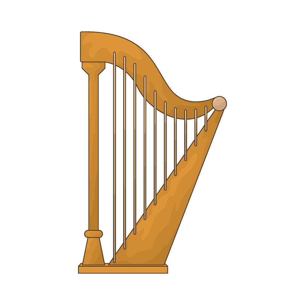 Medieval harp illustration vector