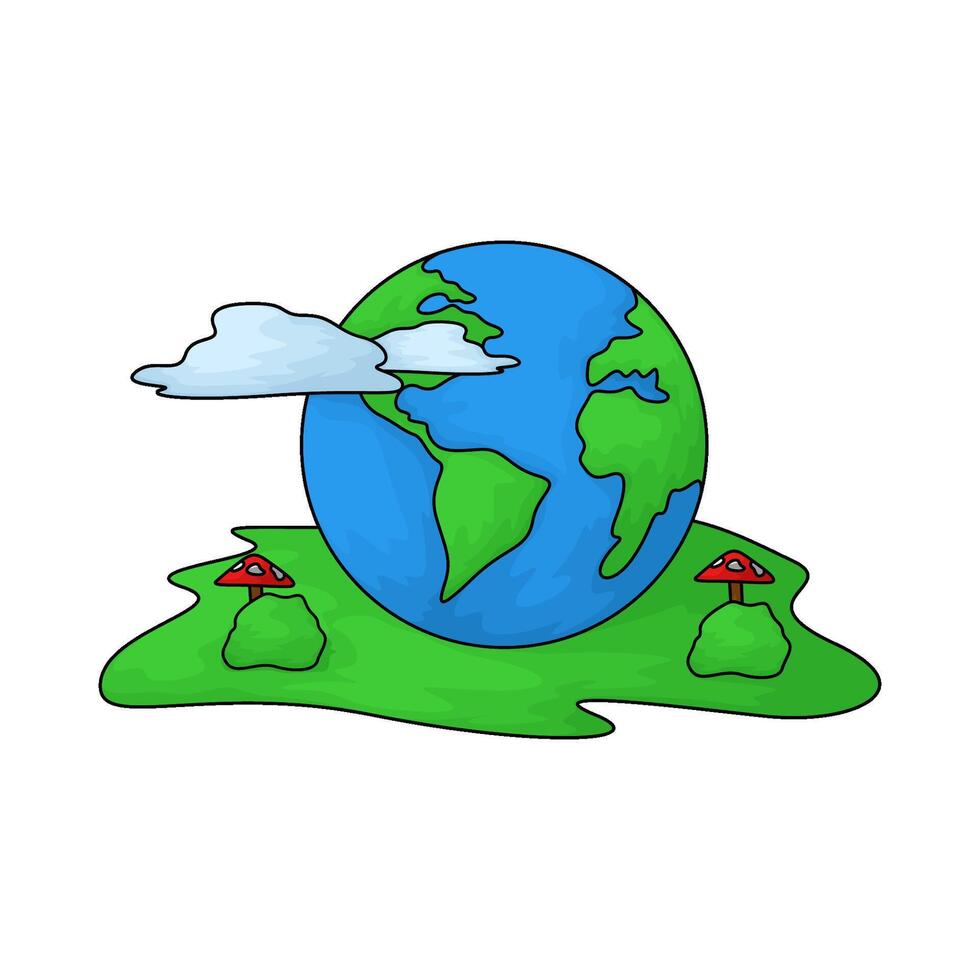 Earth with cloud vector