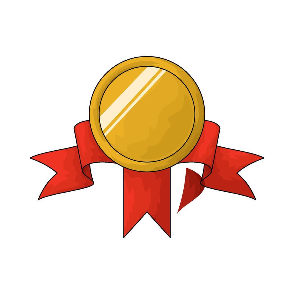 golden badge with ribbon vector