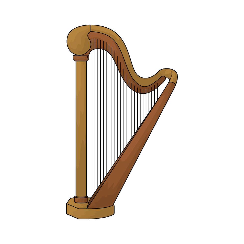 vintage harp illustration vector