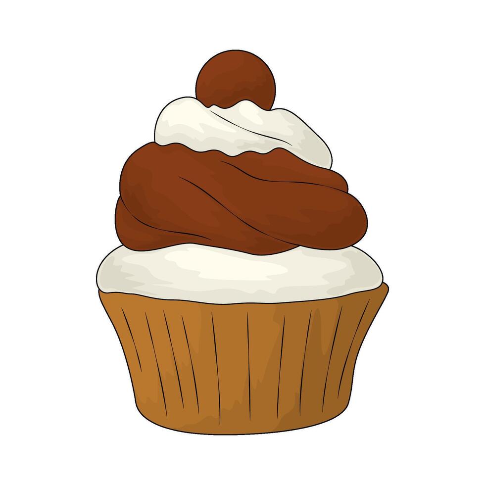 birthday chocolate cupcake vector