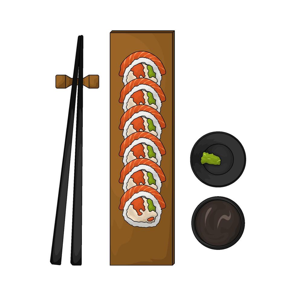 Salmon and Cucumber Sushi vector