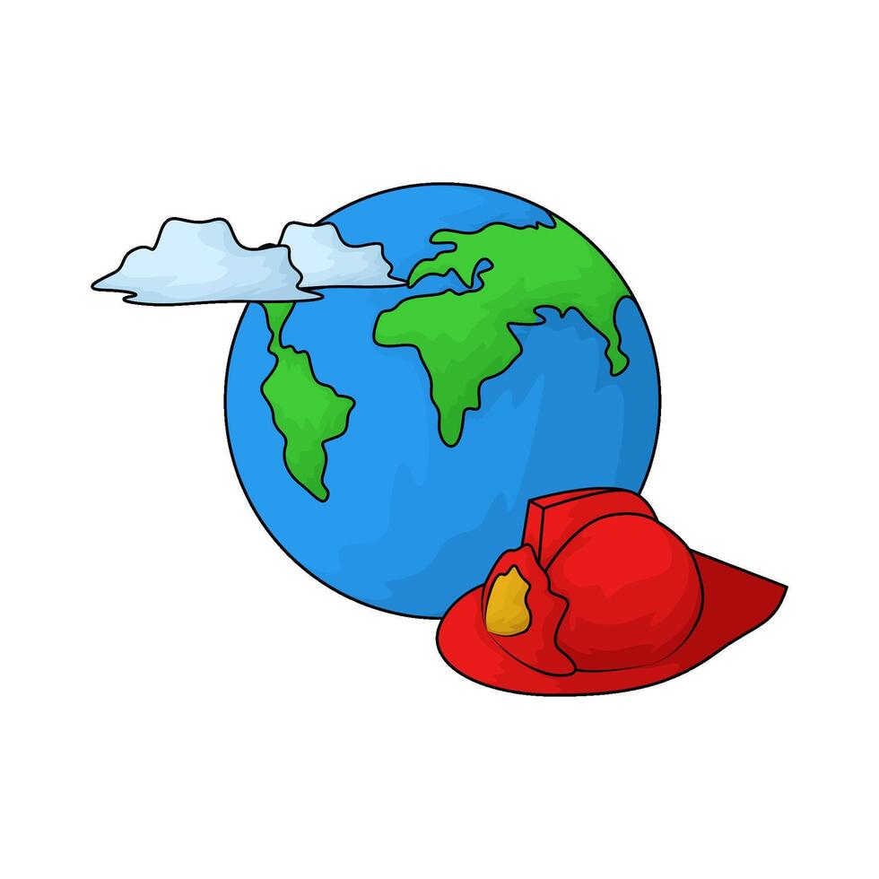 Earth with firefighter helmet vector