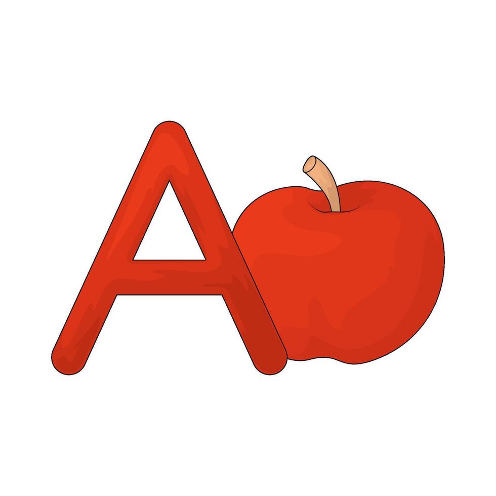 letter a for apple vector