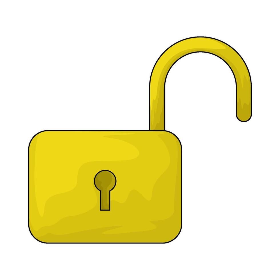 yellow unlock illustration vector