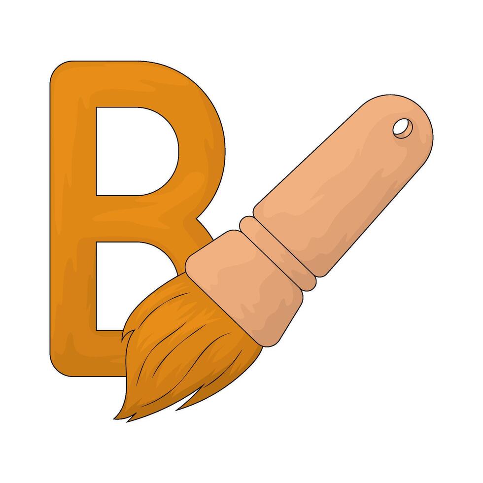 letter b for brush vector