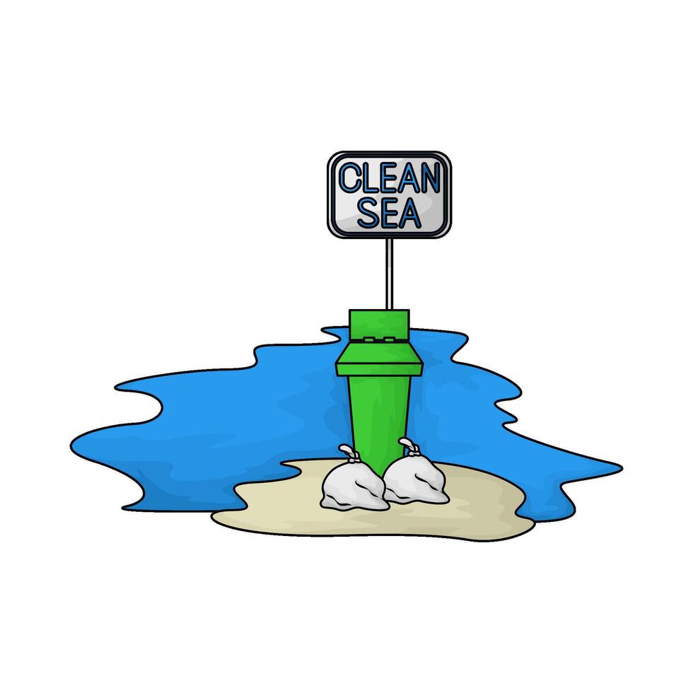 clean sea illustration vector