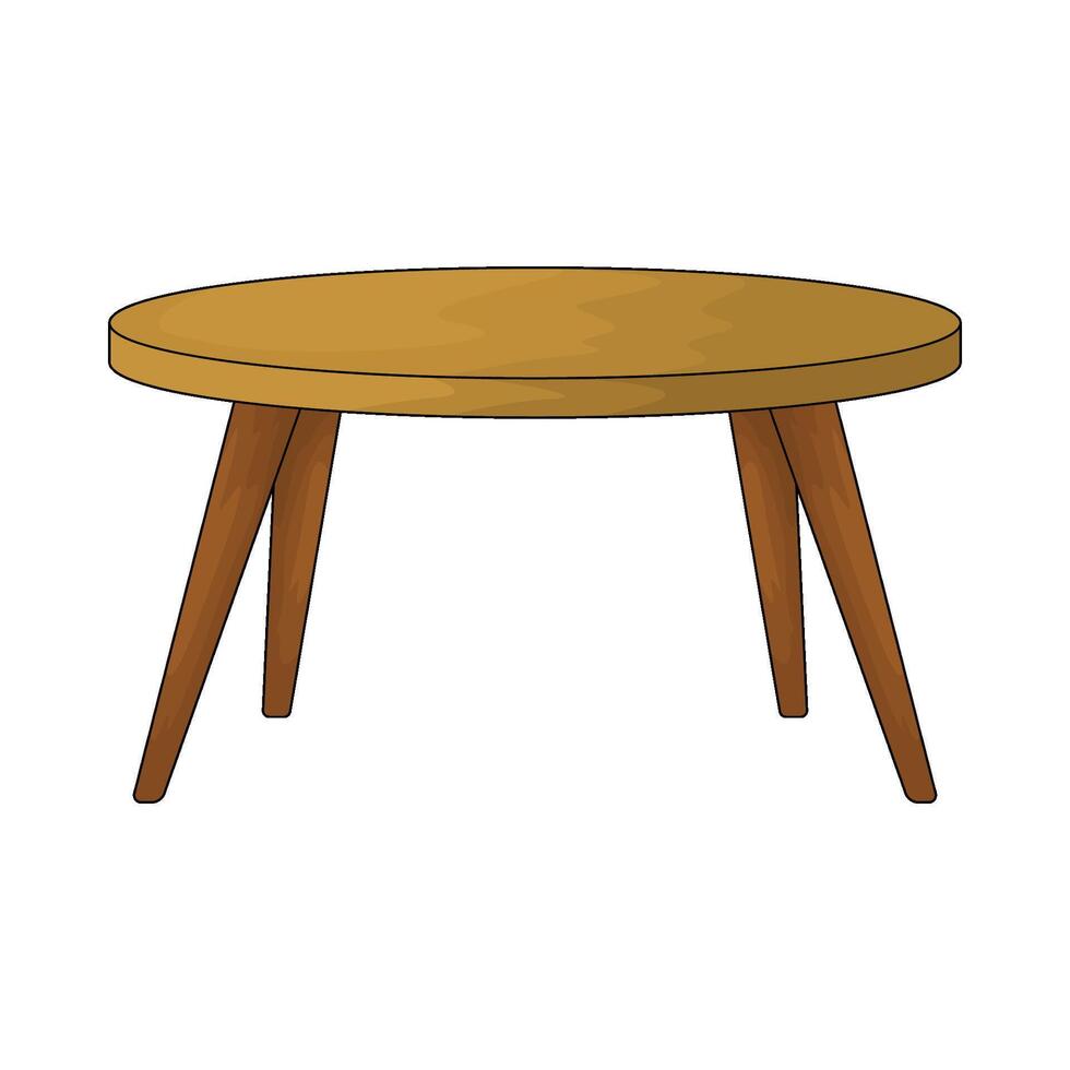 wooden round table vector