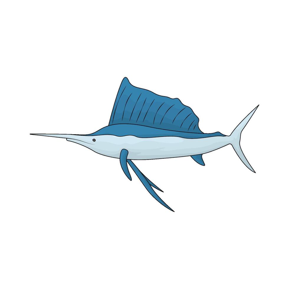 illustration of cute swordfish vector