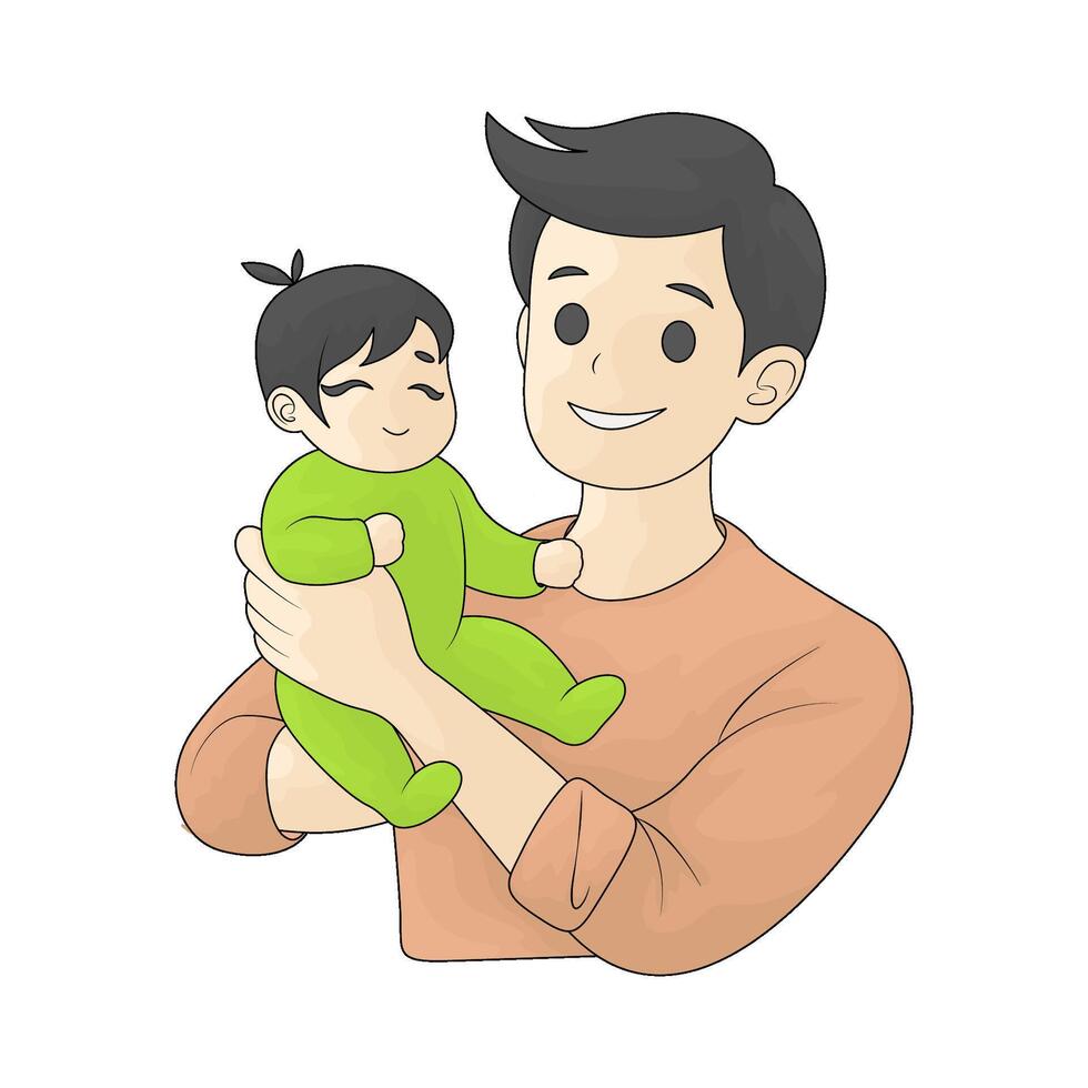 father holding his baby vector