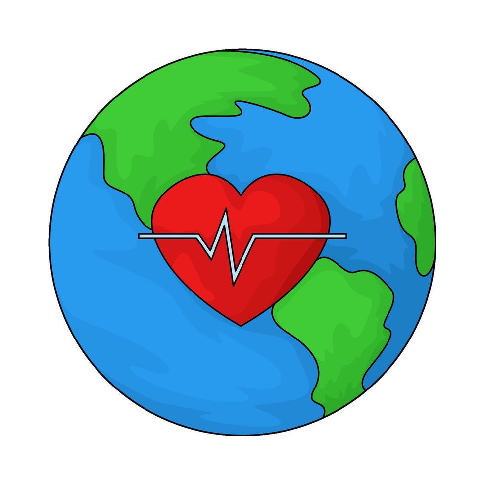 Earth with heart rate vector