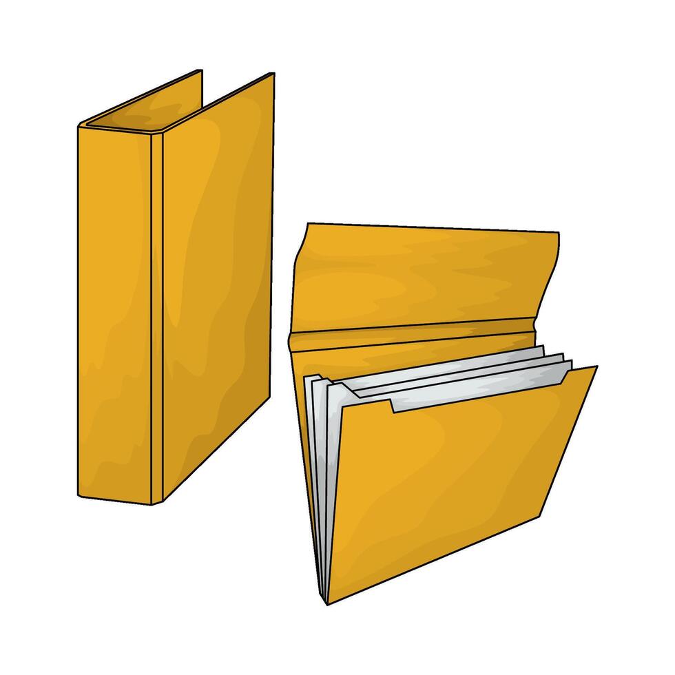 two yellow folders vector
