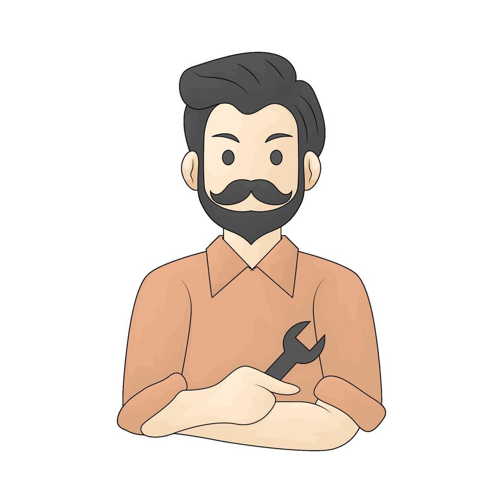 father holding a wrench vector