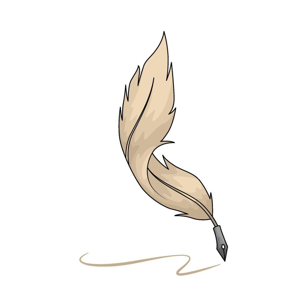 feather pen illustration vector