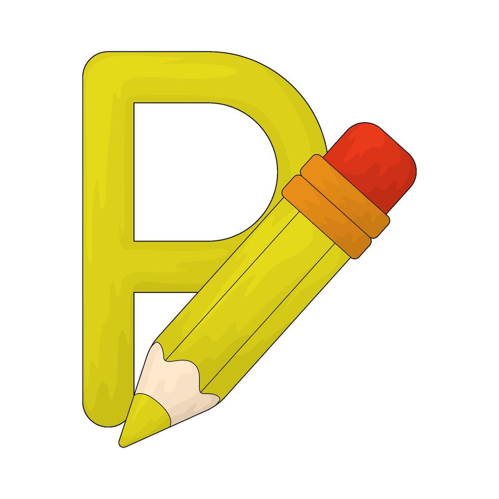 letter p for pencil vector