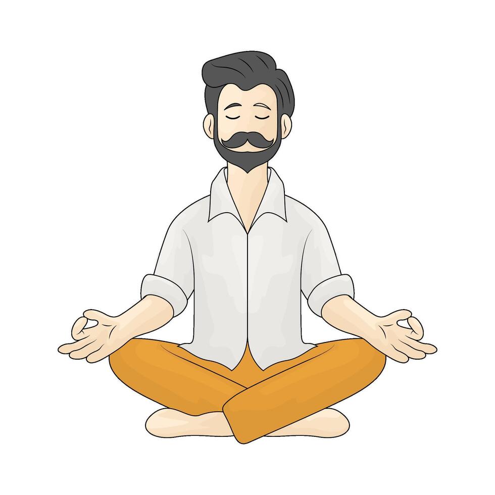 Dad is meditating vector