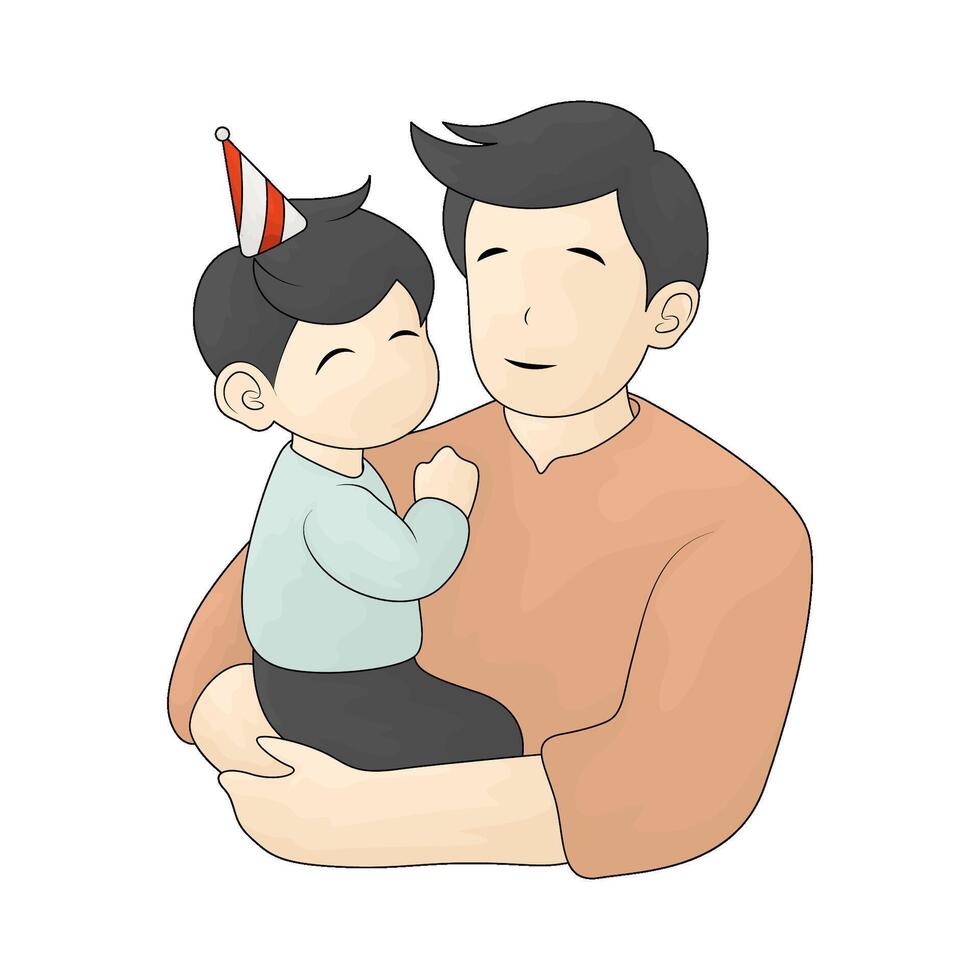 father carrying his birthday boy vector