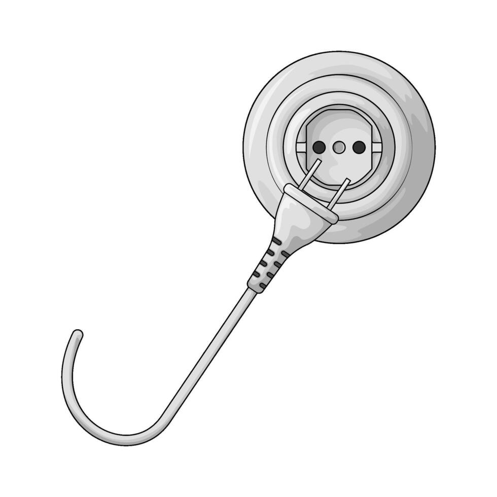 illustration of wall socket with plug vector