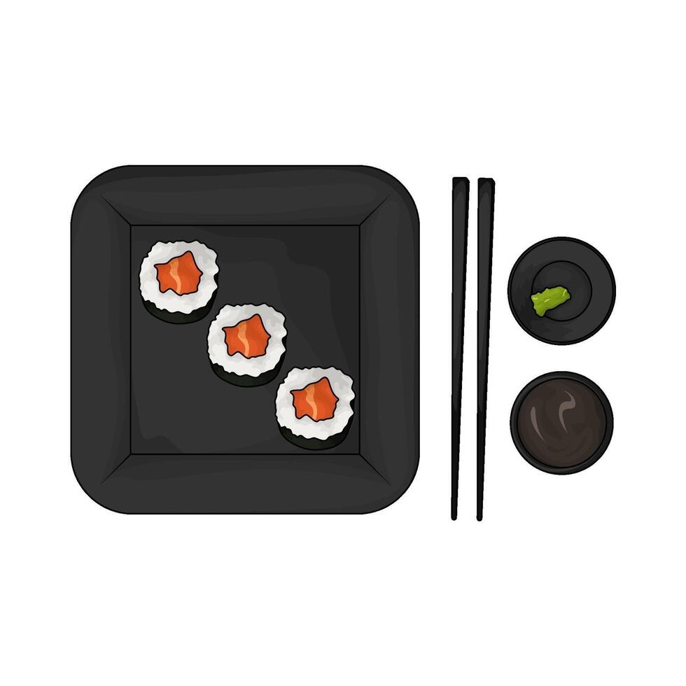 delicious sushi roll with fresh fish vector