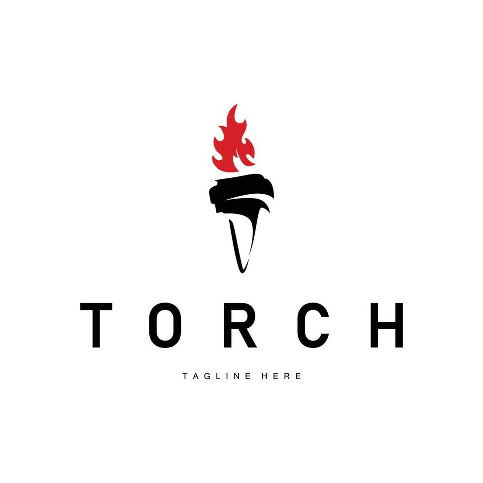 illustration of a vintage retro minimalist design of a torch logo with a black silhouette as a brand vector