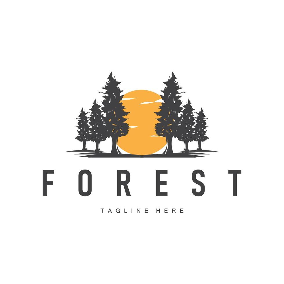 simple design logo forest concept of wild nature dense forest for adventure travel forest symbol of nature brand vector