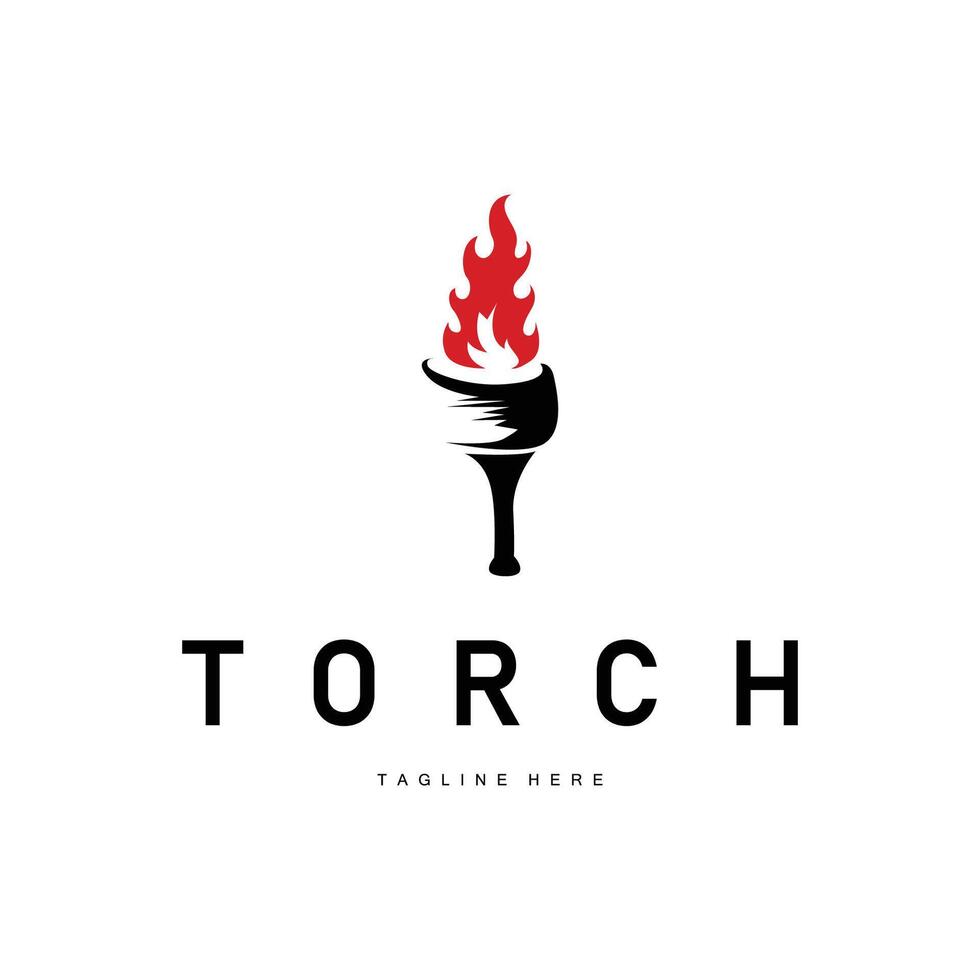 illustration retro minimalist design of a torch logo with a black silhouette as a brand symbol template for a business or product vector