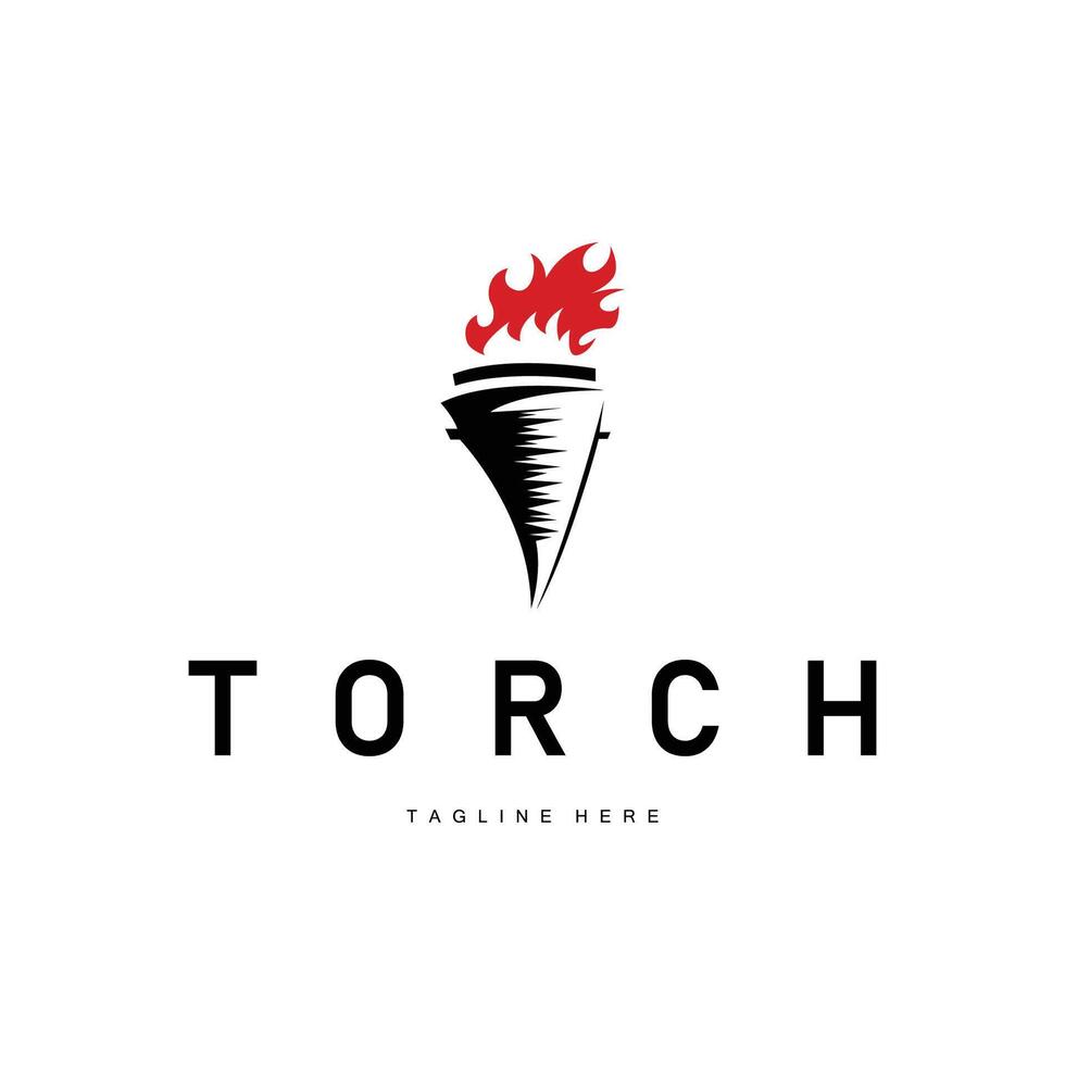 illustration of a retro minimalist design of a torch logo with a black silhouette as a brand symbol template for a business or product vector