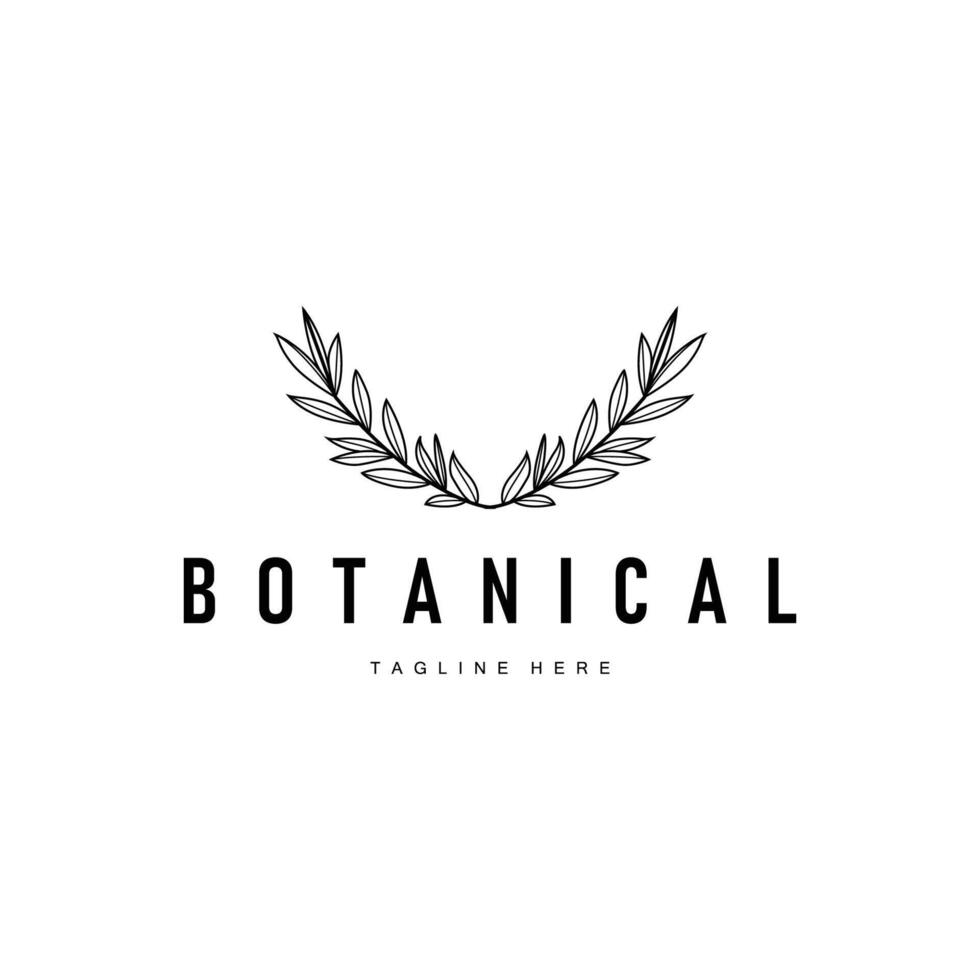botanical logo design concept simple line symbol of natural power elegant suitable as a symbol or decoration vector