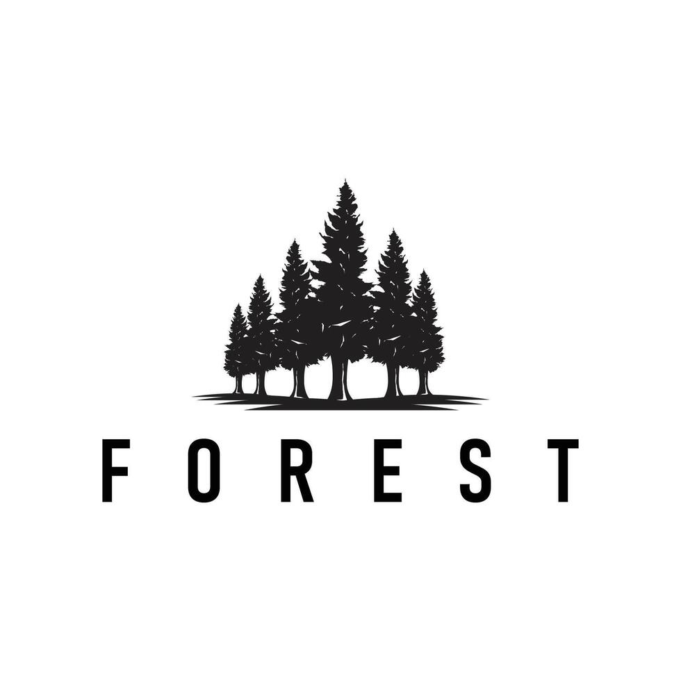 simple design logo forest concept of wild nature dense forest for adventure travel forest illustration of nature brand vector