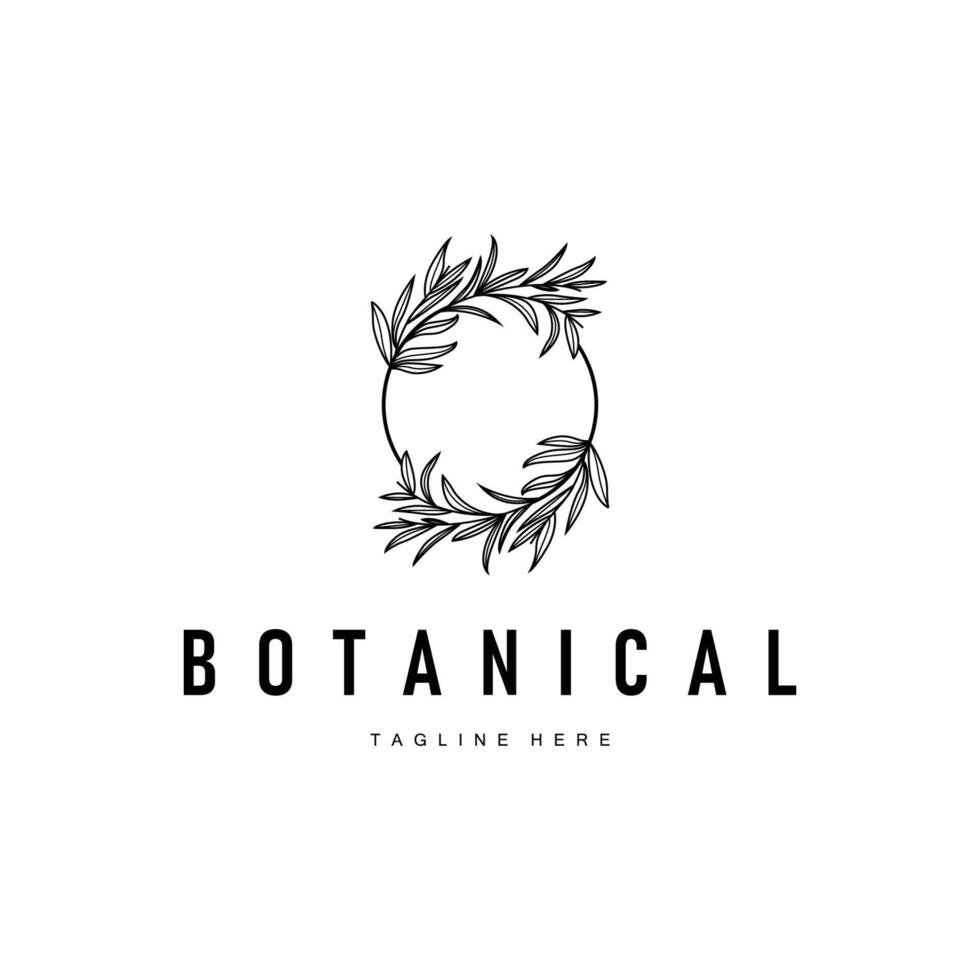 botanical logo design line template illustration symbol of natural power elegant suitable as a symbol or decoration vector