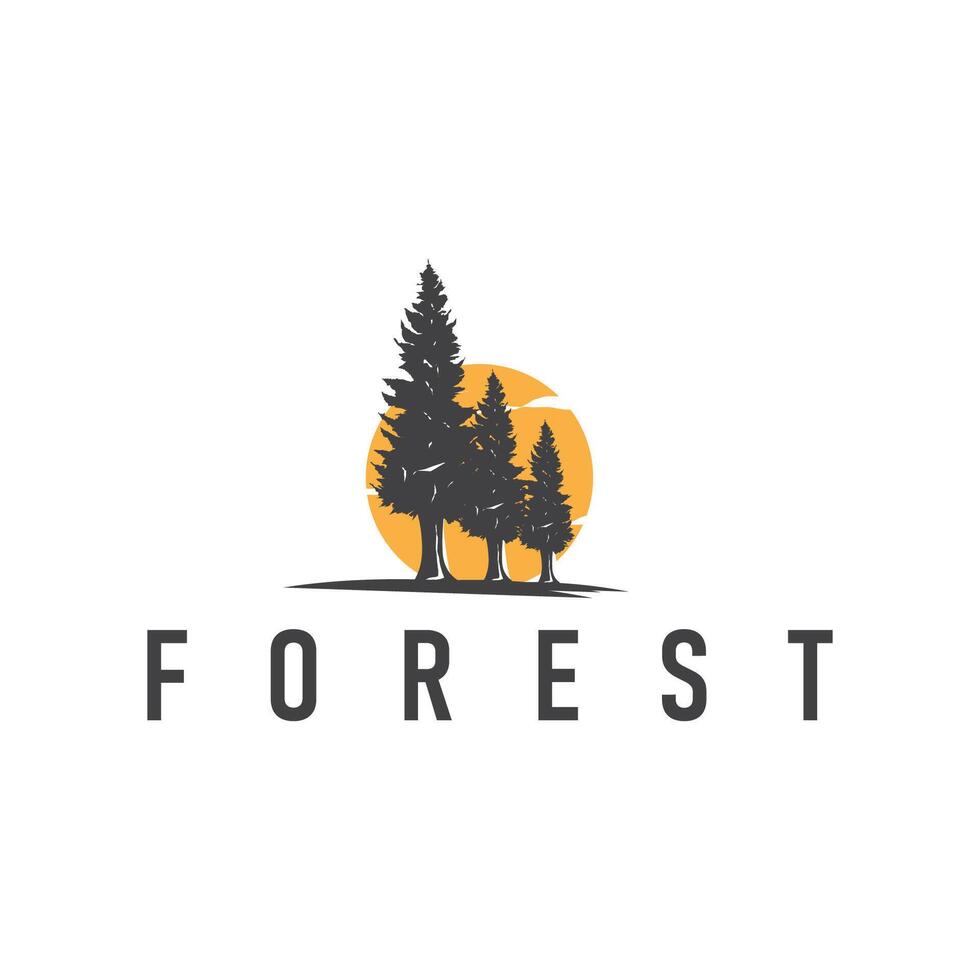 simple design logo forest concept wild nature dense forest for adventure travel forest symbol illustration of nature brand vector