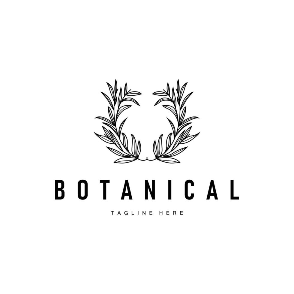 botanical logo design concept simple line template illustration of natural power elegant suitable as a symbol or decoration vector
