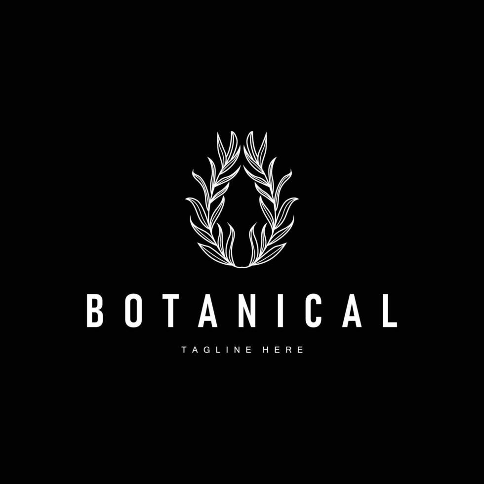 botanical logo design concpt simple line template illustration symbol of natural power elegant as a symbol or decoration vector