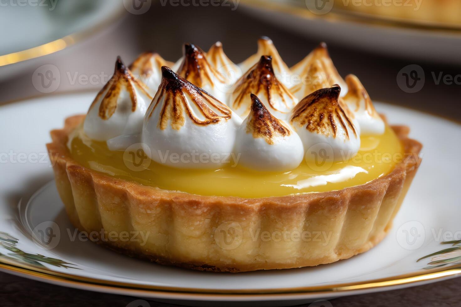 Delicious lemon meringue tart with toasted meringue. photo