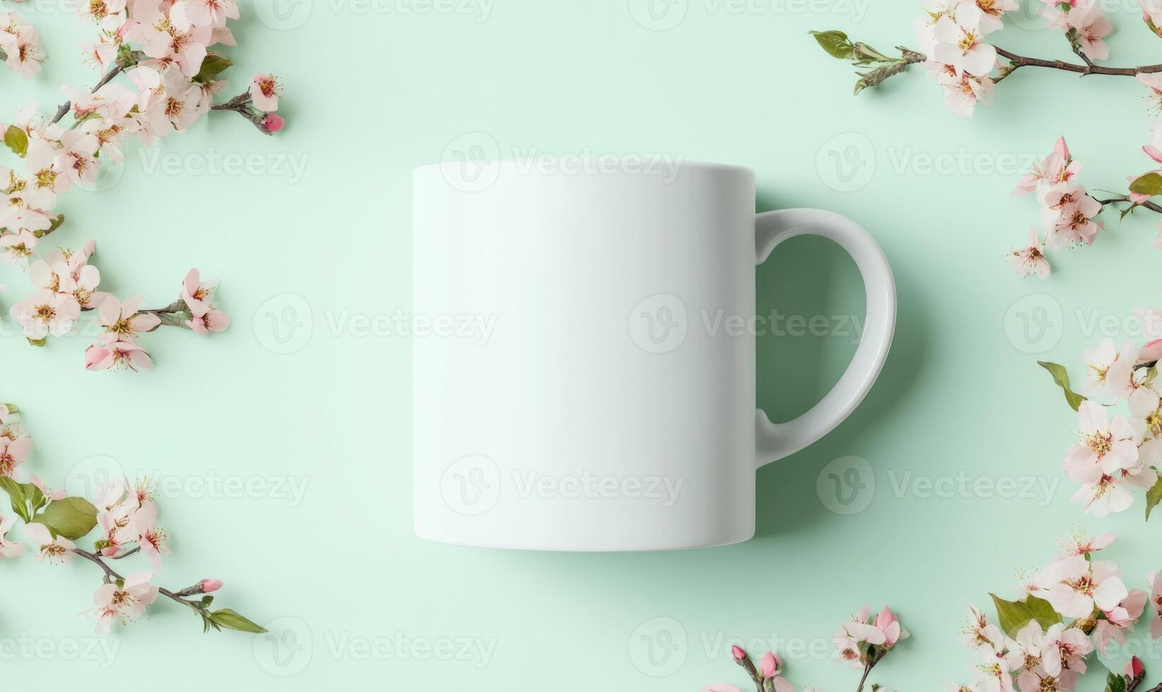 white mug mockup on green background photo