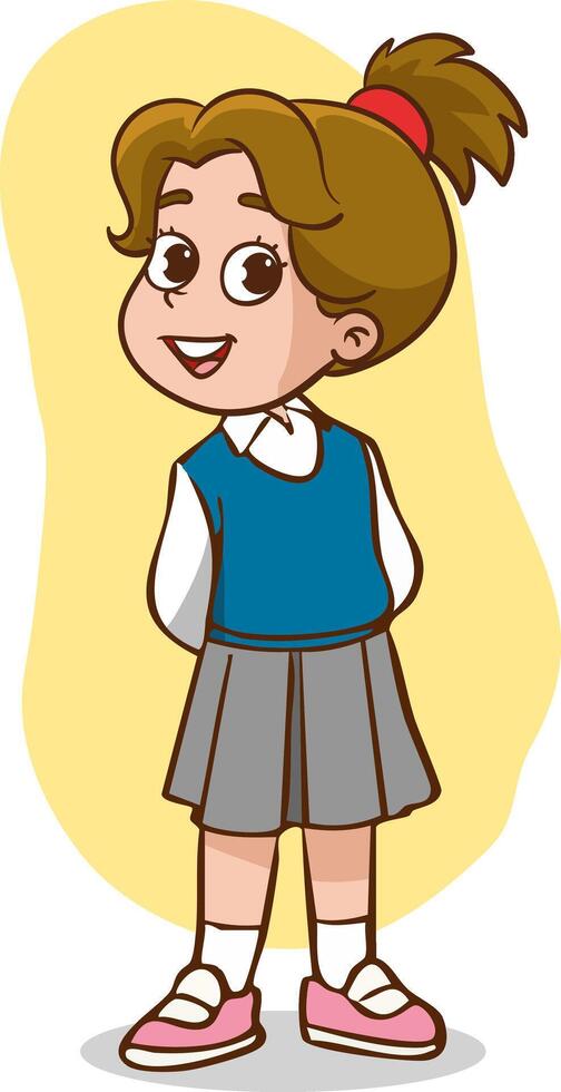 illustration of cute student children standing on a white background. vector