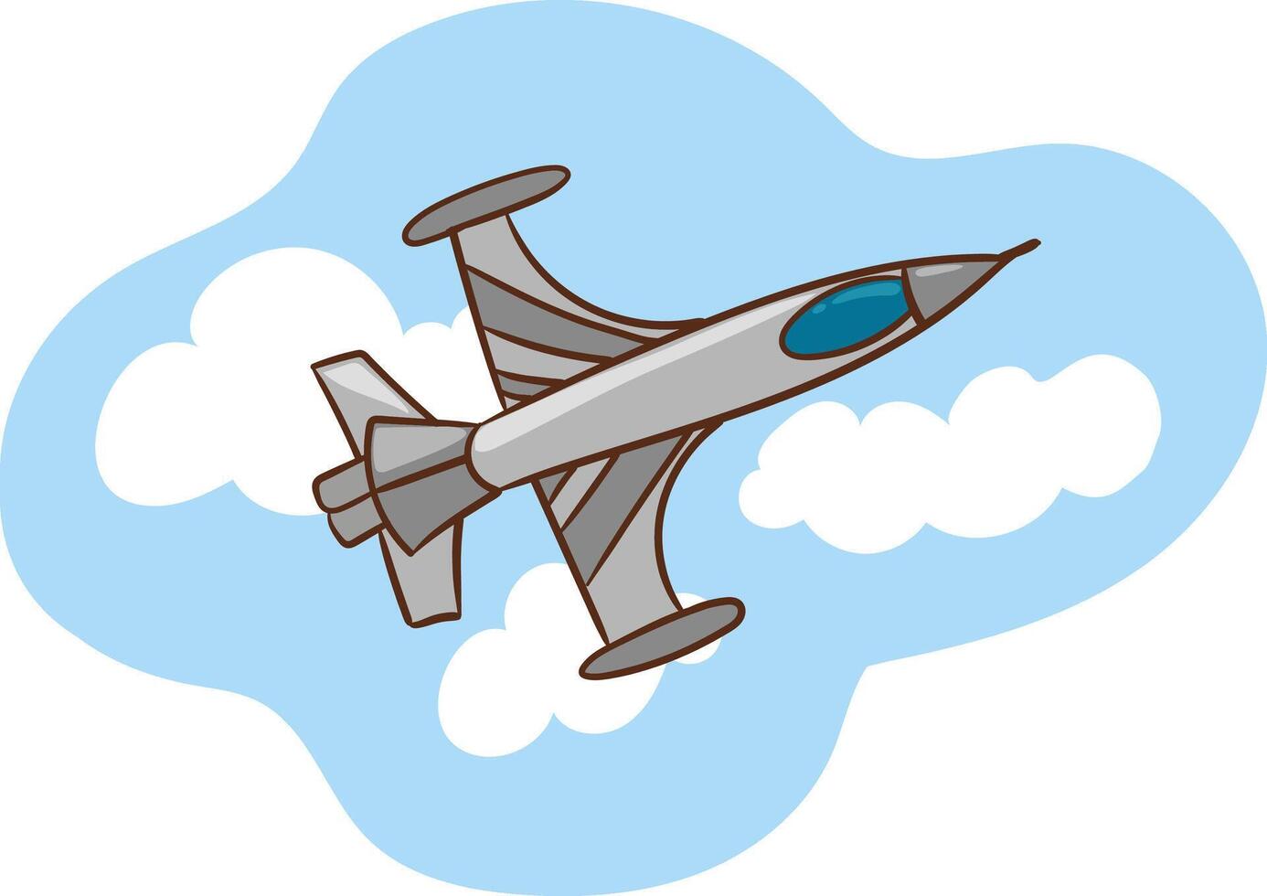 Military fighter jets illustration. Gray airplanes flying in blue sky with white smoke clouds. Aviation, air transport, flight, army concept vector
