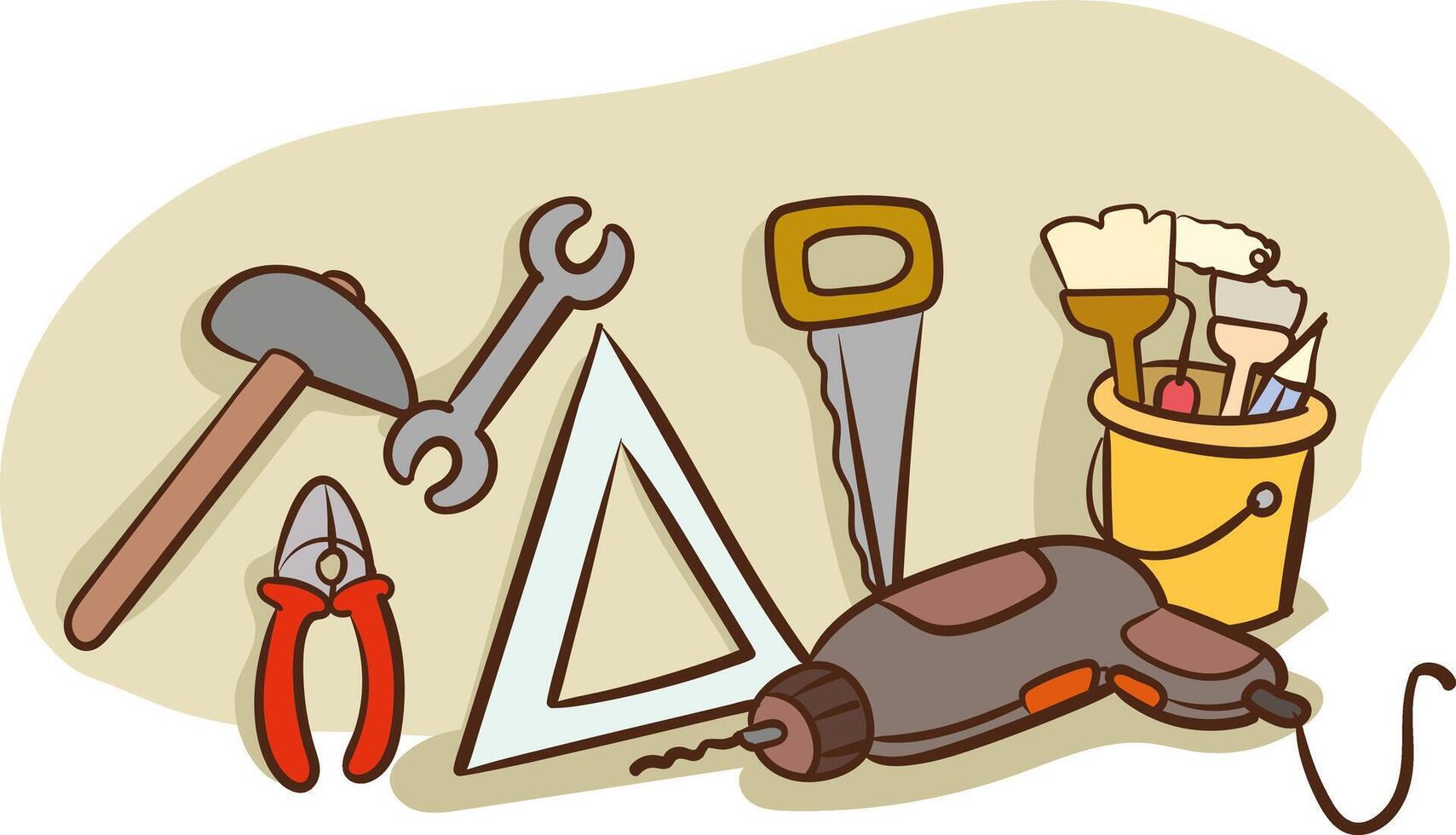 Set of Tools and Equipment for a House Repair vector