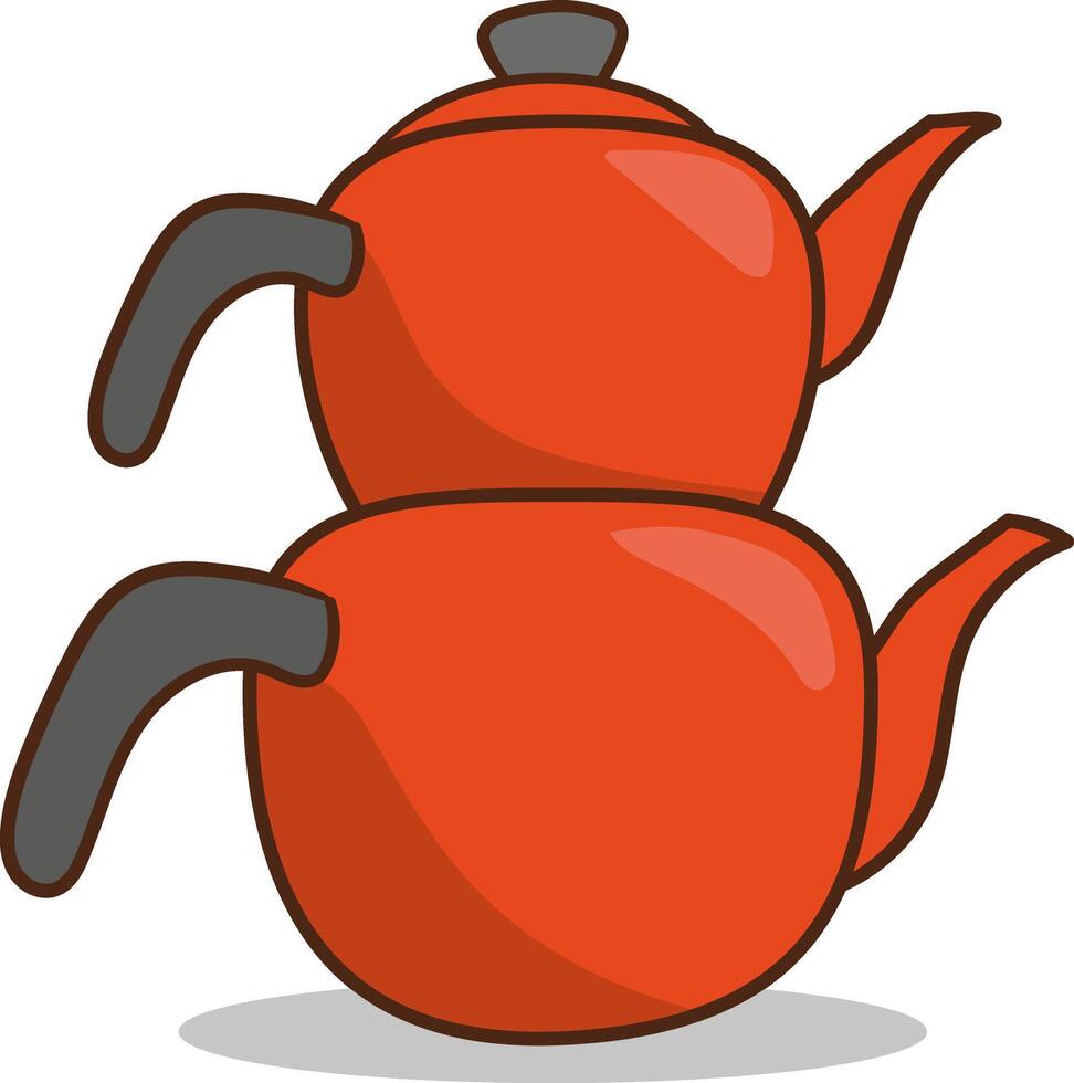 illustration of a red teapot on a white background vector
