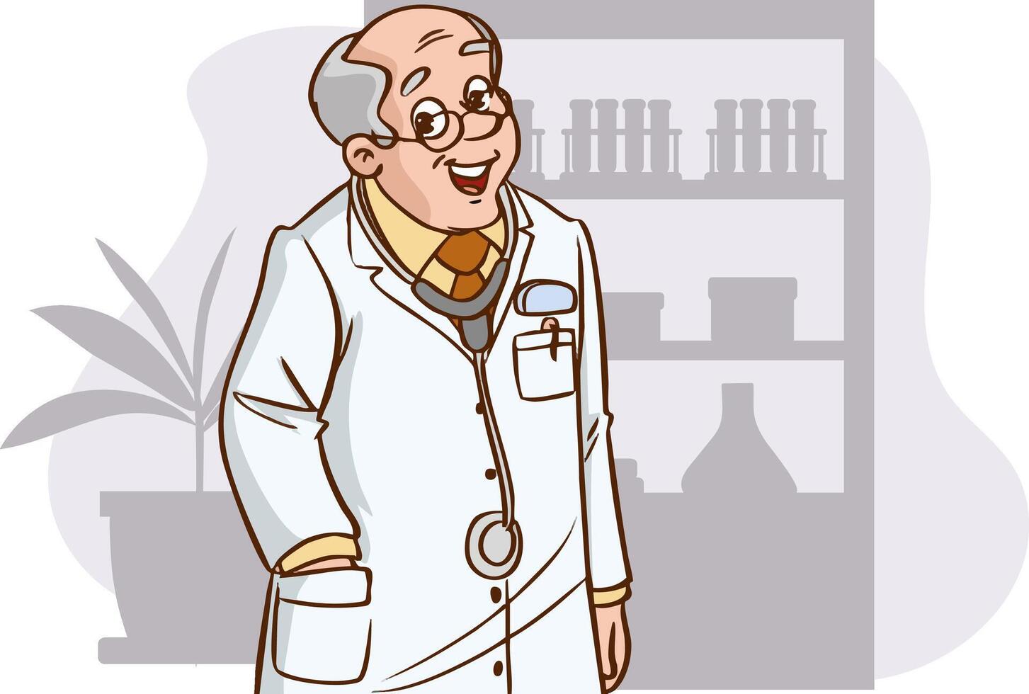 Smiling male doctor with a happy face illustration. Health care illustrations vector