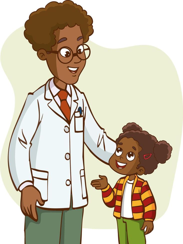doctor talking to child illustration vector