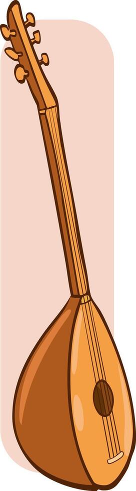 Turkish stringed musical instrument. Baglama reed. illustration. vector
