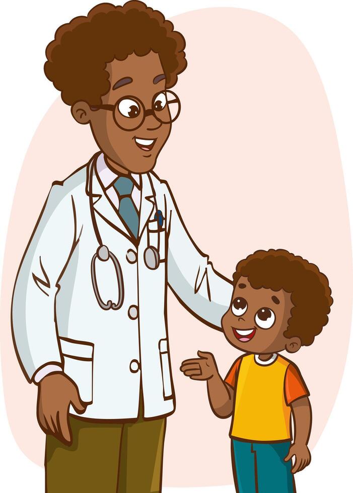 doctor talking to little kid illustration vector
